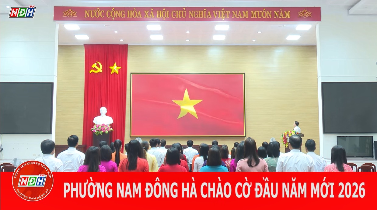 Phường Nam Đông Hà chào cờ đầu năm mới 2026