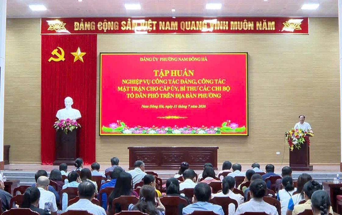Phường Nam Đông Hà tổ chức Hội nghị tập huấn nghiệp vụ công tác Đảng, Mặt trận cho cấp ủy, Bí thư các chi bộ Tổ dân phố trên địa bàn phường
